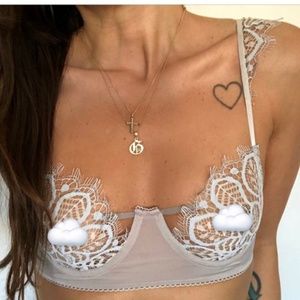 For Love and Lemons Juliette Bra in Silver